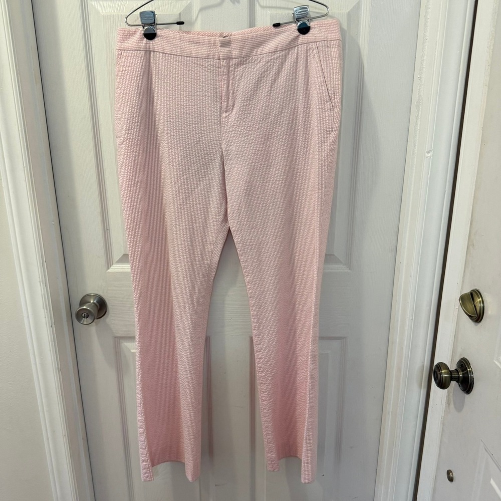 Vineyard Vines Women's Size 16 Pink Seersucker Breaker Pants Straight Leg Preppy